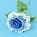 Handmade crochet gradient blue rose flower for home decor and Valentine's Day gifts - Gradient Blue