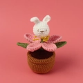 Handmade crochet rabbit flower potted plant ornament for bedroom tabletop decor - Pink