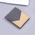 Kurze zweifarbige Herren-Geldbörse aus Segeltuch in Dunkelgrau und hellem Khaki-Design - Schwarz