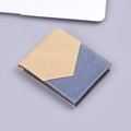 Kurze Bifold-Geldbörse aus Segeltuch in Khaki und Blau mit weißen Kontrastnähten - Braun