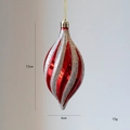 Red and silver onion Christmas ornament with glitter stripes and 12cm height label - Spiral Onion Shape (Style B)