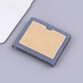 Slim denim and beige canvas bi-fold wallet featuring a front U-cut card slot - Blue (13836 Short Style)