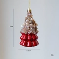 Adorno de árbol de Navidad con lentejuelas champán y base metálica roja - Estilo de Árbol de Navidad