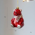 Adorno navideño de oso rojo brillante con collar reluciente y medidas de 9x6cm - Estilo de Oso