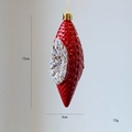 Red conical Christmas ornament with geometric texture and silver sequin details - Geometric Cone Style