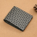Portefeuille court pour hommes avec motif d'étoiles géométriques gris et noir et coutures - Noir