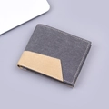 Cartera corta de lona gris oscuro para hombre con patchwork caqui y costuras blancas - Negro