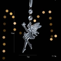 Elegant 15cm transparent fairy ornament for Christmas tree with wings and hanging beads - Flying Fairy