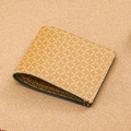 Portefeuille court bicolore marron gingembre avec motifs étoiles et coutures blanches - Marron