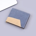 Cartera corta de lona para hombre con diseño bicolor azul y caqui en estilo denim - Azul