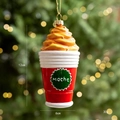 Mocha Kaffeetasse Weihnachtsbaumschmuck in Rot und Weiß, 12 cm großes Design - Mocha Tasse