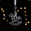 Transparent Nutcracker on rocking horse Christmas tree hanging ornament 10cm - Rocking Horse Knight