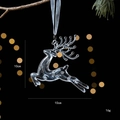 Transparent reindeer Christmas ornament with snowflake texture, 10cm tree hanging decoration - Running Reindeer