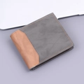 Men's bifold wallet in charcoal grey and tan brown leather with contrast stitching - Black