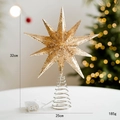 Estrella para copa de árbol de Navidad en oro champán con luces LED y altura de 32cm - Grande / Champán