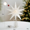Estrella de 18 puntas con LED para copa de árbol de Navidad con purpurina plateada - Grande / Blanco