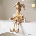 Bambola clown vintage in ceramica beige e oro con paillettes per decoro Natale - Oro