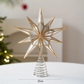 Estrella para árbol dorada de 25cm con incrustación de espejo y base espiral plateada - Estilo Efecto Espejo / Dorado Espejo
