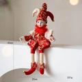 Bambola Arlecchino oscillante in rosso e oro con campanellini, decoro natalizio da 43cm - Rosso