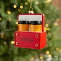 Decorazione natalizia scatola di caffè rossa con due mini tazze e cordino dorato - Portacaffè Doppio