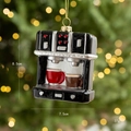 Addobbo natalizio a macchina da caffè nera e argento per decorazione albero - Macchina da caffè