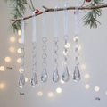Set of 6 clear acrylic crystal teardrop ornaments for Christmas tree with white ribbons - Style C Crystal Teardrop