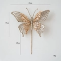 Glitzernde champagner-goldene Schmetterlings-Deko, Größe 25x19cm für Weihnachten - Schmetterling Dekozweig / Champagner Schmetterling Stecker