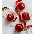 Set di 4 palline di Natale rosse da 8cm in vetro con decori a trama di ananas e zucca - 8cm / Rosso 4Pezzi