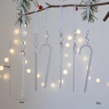 Clear acrylic twisted candy cane Christmas ornament with ribbon on pine branch, 17cm size - Twisted Candy Cane Style (Style H 6Pcs)