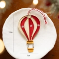 Vintage red and white striped hot air balloon Christmas ornament with snowflake details - Red and White Hot Air Balloon