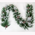 2.7m frosted Christmas garland with snow flocking and pine cones for holiday decor - Snow Dusted Style