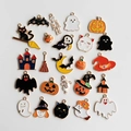 Set di 24 ciondoli smaltati a tema Halloween con zucche e fantasmi per gioielli fai da te - Set da 24 pezzi