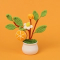 Handmade crochet orange plant in white ceramic pot for home and office decoration - Finished Orange Bonsai Style