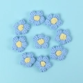 Set of 9 handcrafted crochet blue macaron flowers for DIY hairpins and clothing decor - Puff Flower - Blue Petals