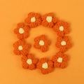 Handmade orange crochet puff flowers set for DIY hair clips and clothing accessories - Puff Flower - Orange Petals