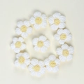 Handmade crochet daisy flowers set in white and yellow for DIY apparel and hair accessories - Puff Flower - White Petals Yellow Stamen