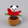 Handmade crochet panda potted plant desk ornament with colorful knitted flowers and leaves - Panda Night Light Potted Plant (Clearance)