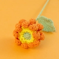 Handmade crochet gerbera flower in bright orange with green stem for home decoration - Finished Product - African Daisy Branch - Orange (a Bargain Find)