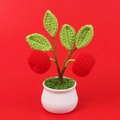 Handmade crochet potted persimmon plant with red fruits and green leaves in white pot - Apple Style Potted Plant (Moe Doll)