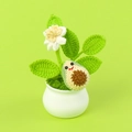 Handmade crochet avocado potted plant with white flower in a ceramic pot for desk decor - Avocado Potted Plant Style