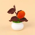 Pianta di cachi all'uncinetto fatta a mano in base di ceramica bianca decorativa - Pianta in Vaso di Cachi-Vaso Bianco