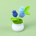 Macro shot of handmade crochet blueberry potted plant with detailed knitted texture - Blueberry Potted Plant-White Pot