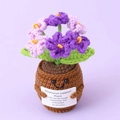 Handmade crochet purple and pink sunflower plant with a smiling pot and card - Gradient Purple Forget-me-not