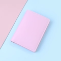 Mini light pink leather card wallet for women with vertical multi-slot design and fine stitching - Soft Pink