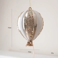 Addobbo natalizio a mongolfiera champagne e argento con glitter e fiocco da 15cm - Palloncino / 15CM / Champagne