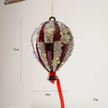 Addobbo natalizio a mongolfiera bordeaux con glitter argento e paillettes scintillanti - Palloncino / 12cm / Borgogna