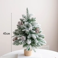 45cm snowy tabletop Christmas tree with natural pine cones and a wooden base stand - 45cm Flocked Snow Pine Cone Tree (SDS10)