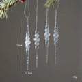 Set di 4 ciondoli natalizi a forma di ghiacciolo in acrilico trasparente con glitter - Stile Ghiacciolo 12cm