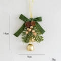 Christmas tree hanging ornament with velvet bow, pine cones and golden bells, 14cm size - Green Velvet Bow Double Bells Style (Model B)