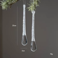 Set di due decorazioni natalizie a ghiacciolo in acrilico con glitter argento - Stile Goccia d'Acqua 20cm